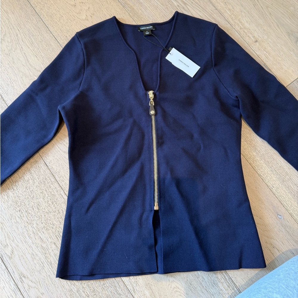 Karen Millen Midnight Blue Zip-Up Top